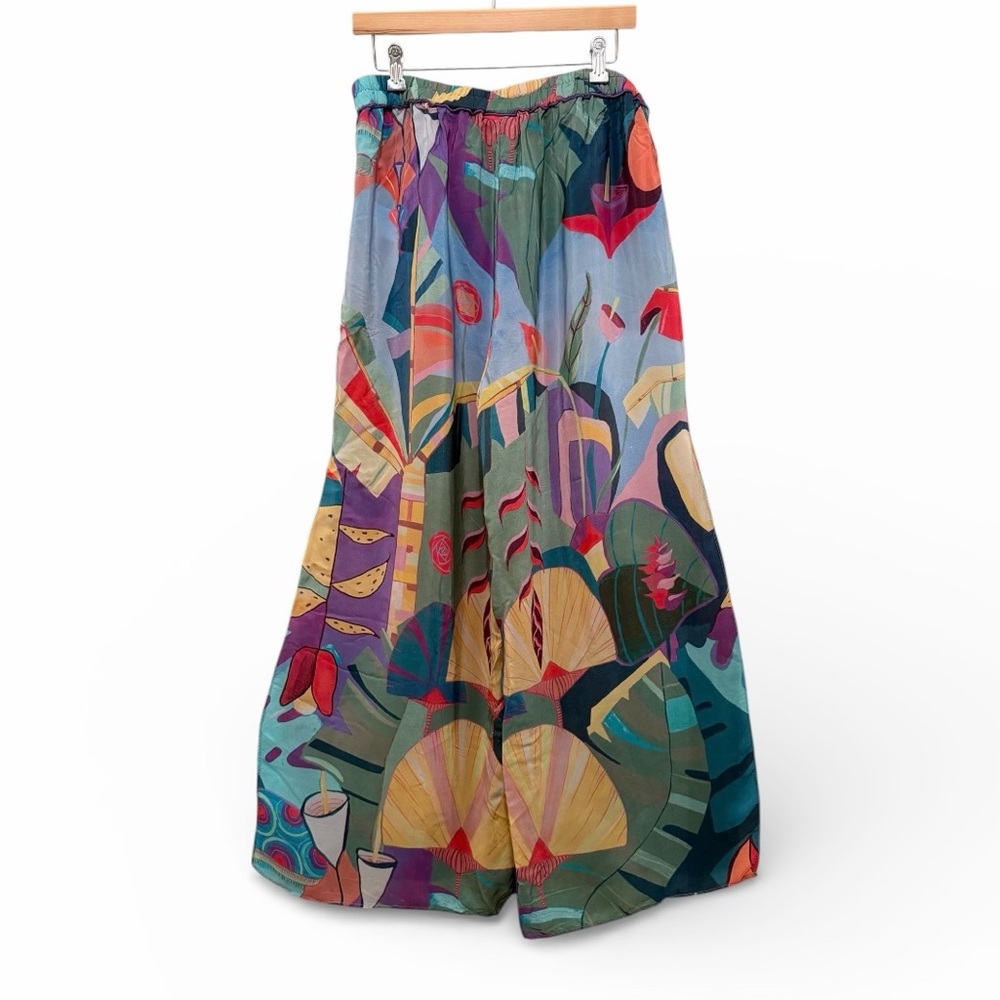 Farm Rio Tropical Wide Leg Palazzo Pants XL - Picture 8 of 12